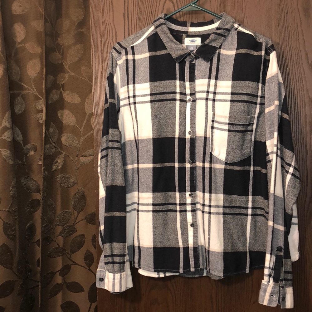 Black plaid button down